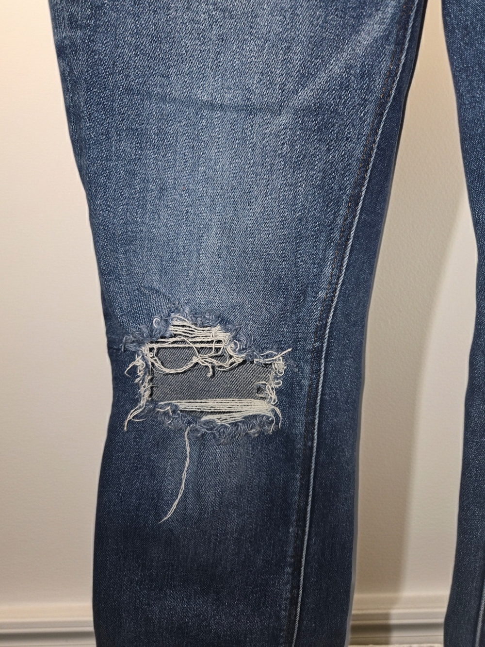 Flying Monkey Blue Distressed Skinny Jeans with Frayed Hem & Pockets Womens 27 - Picture 6 of 13